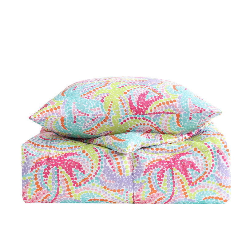 Ensemble d'édredon pour enfants Nautica Cru, Floral turquoise, Édredon simple + 1 taie décorative standard + 1 