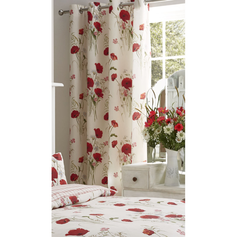 Wild Poppies Eyelet Room Darkening Curtains