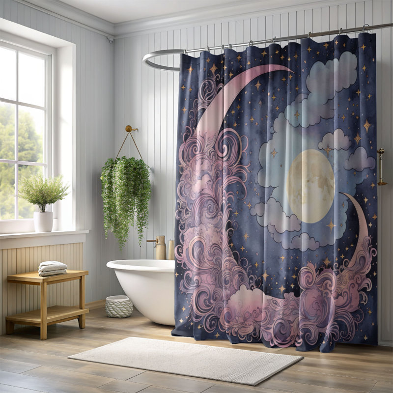 Rideau de douche 1 pièce Moon Glow, H 74 po x l 71 po