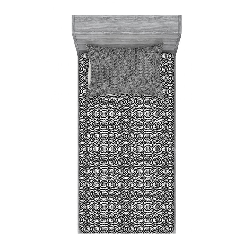 Microfiber Patterned Fitted Sheet, Twin Fitted Sheet with 1 Pillowcase