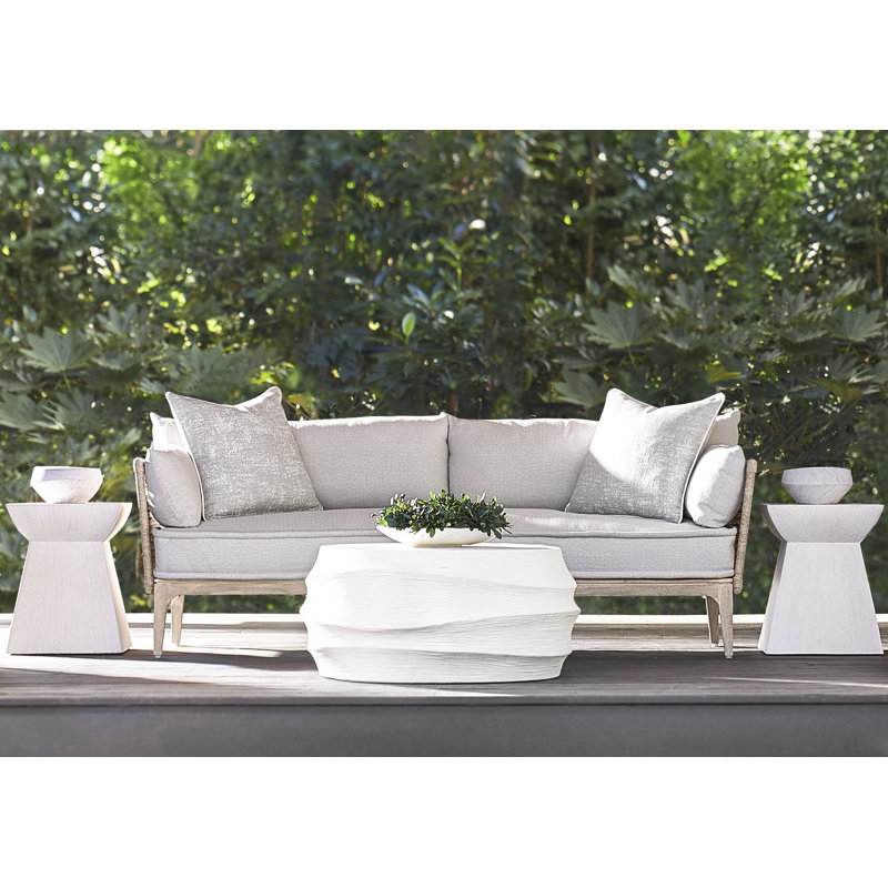 Catalonia Outdoor Teak Loveseat, Light Grey Vinyl 6503-010