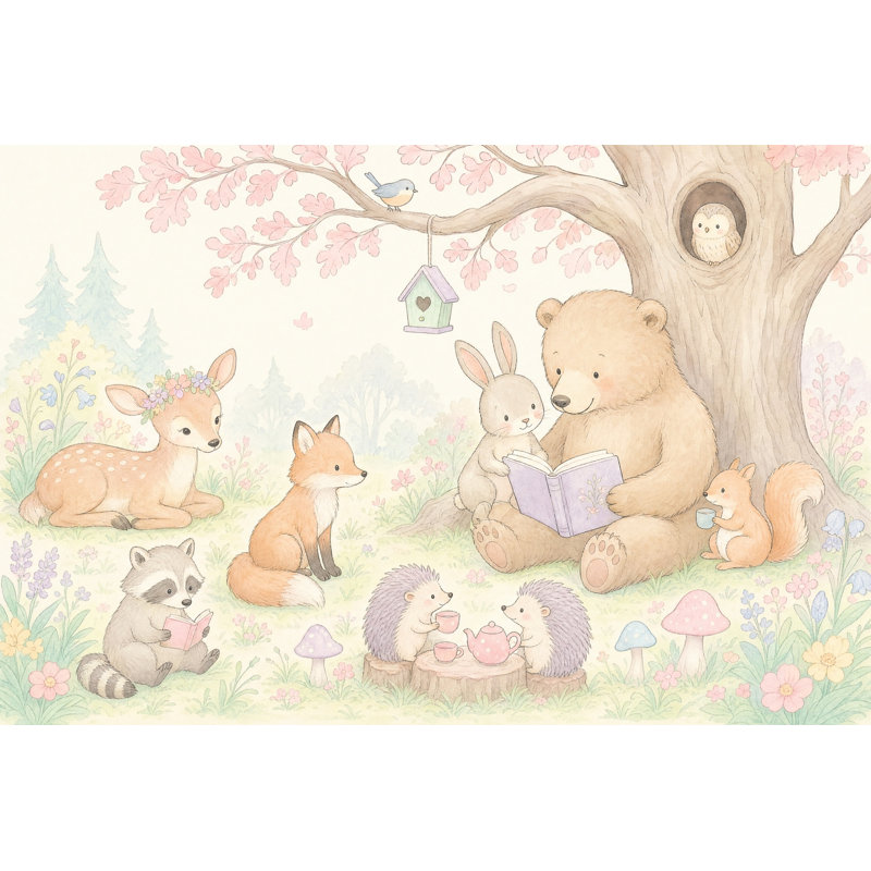 Papier peint animaux aquatiques Woodland, 120"x96", Peel and Stick