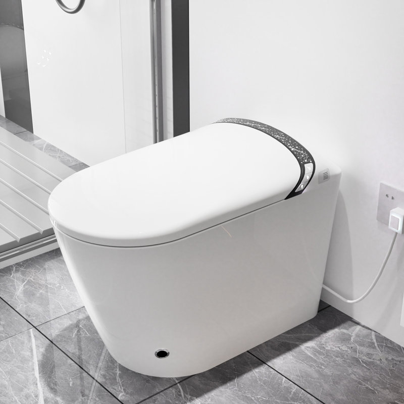 Elongated Smart Toilet With Built - In Bidet, Auto Open/Close Function, Foot Sensor, 1.28 Water Saving Flush, Led Display, Warm Air Dryer, And Heated Seat For Bathroom Luxury