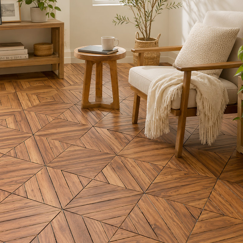 10 tuiles de terrasse en bois d'acacia emboîtables pour plancher de balcon de petite terrasse