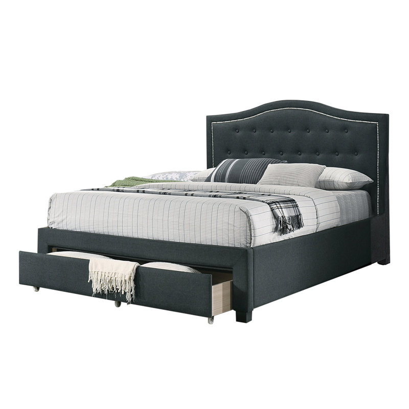 Gurdas Upholstered Platform Storage Bed, Charcoal, Queen