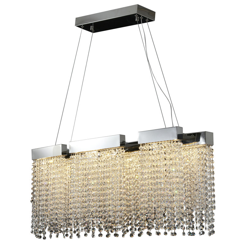 Lustre en cristal perlé transitionnel à DEL