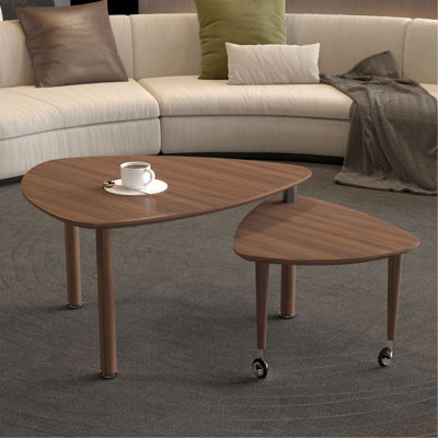 Table basse rotative moderne à 360 degrés pour le salon, pieds en bois massif avec table de cocktail simplement assemblée, mobilier d'appoint en bois rotatif moderne