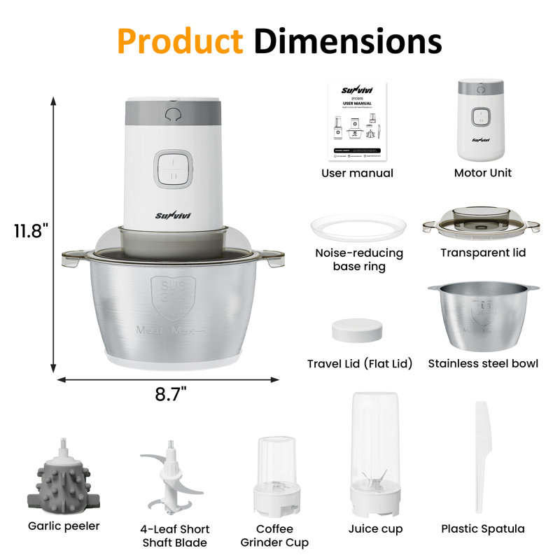 Combiné hachoir à viande, mélangeur et robot culinaire multifonctionnel