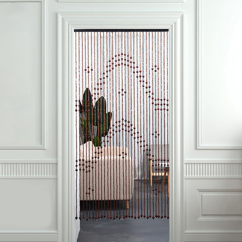 31 Strips Solid Wood Beaded Curtain String Screen Door Curtain Decor 90X175Cm