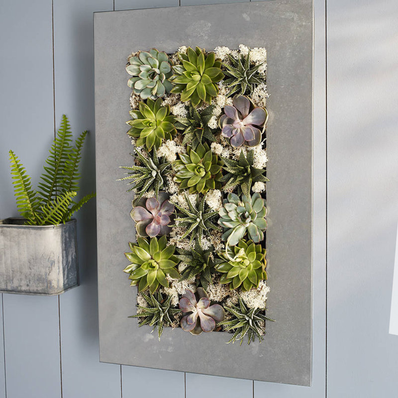Willamette Metal Wall Planter, Aged Zinc, 28.5" H x 17.56" W x 3.63" D