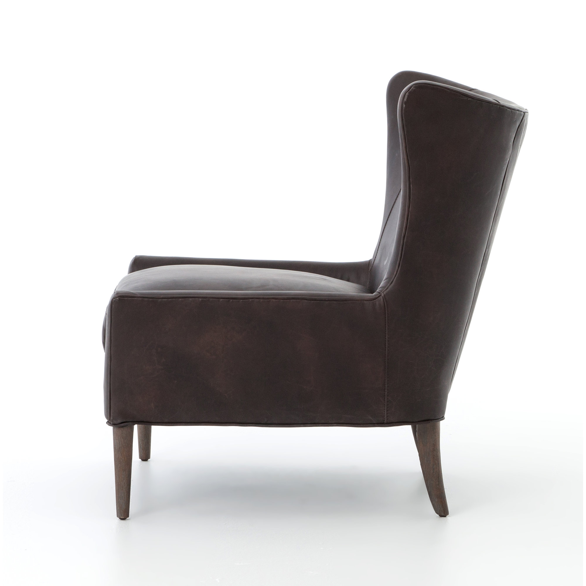 Perth Upholstered Wingback Chair, Toasted Parawood, Vintage Black