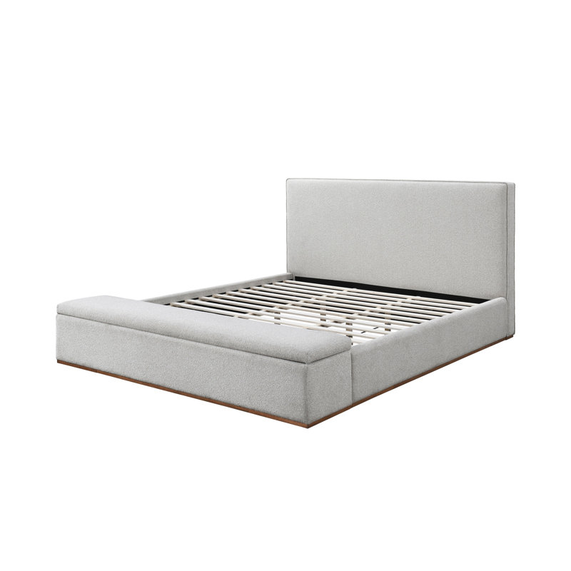 Lit en lin beige avec rangement Boxter, Roi