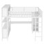 Grand lit mezzanine en métal avec garde-robe et bureau, blanc, uni, peu encombrant, facile à assembler pour les adolescents et les adultes, taille, garde-robe, robuste, économie-359131881