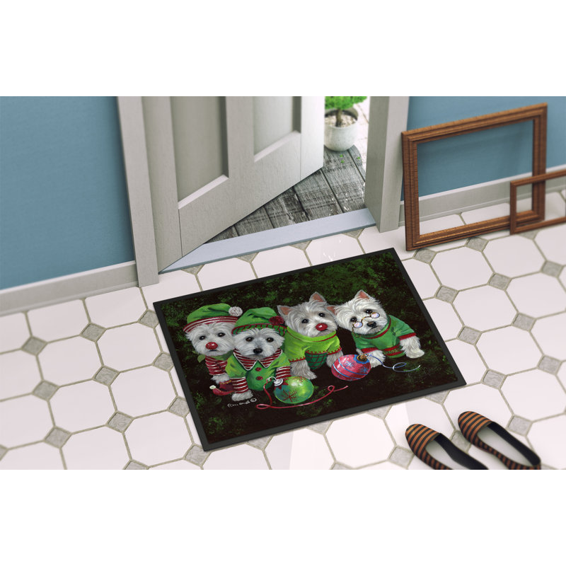 Tapis d'entrée antidérapant Guerriero, Westie assistant du Père Noël, L 24 po x L 36 po