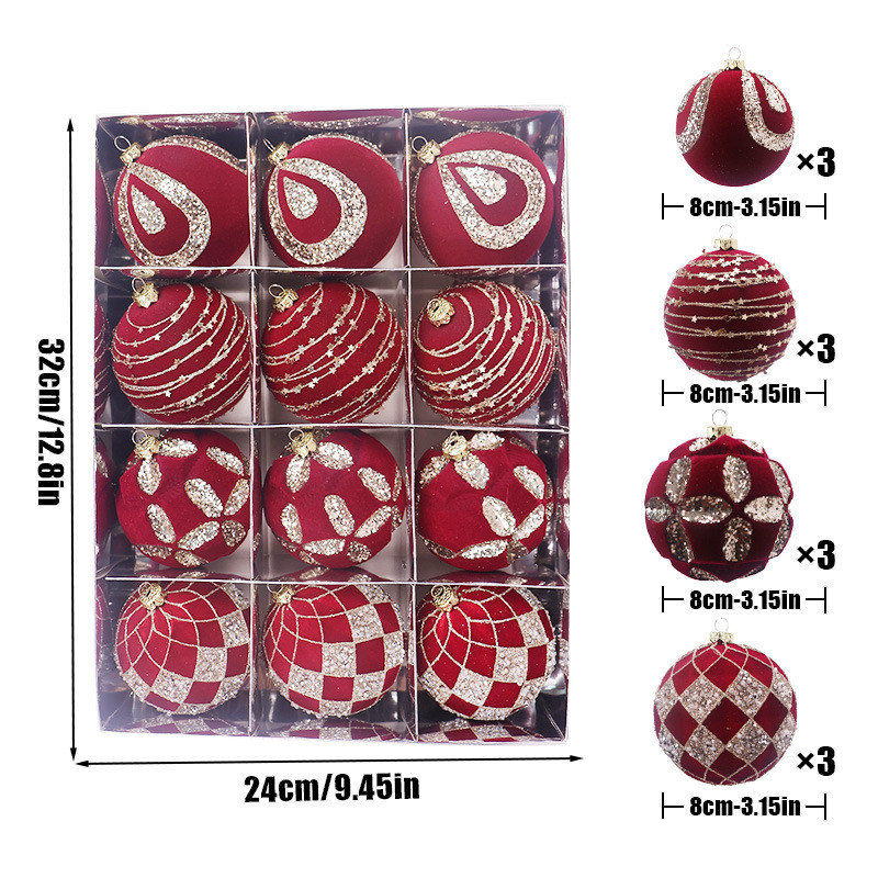 Ensemble de décorations de Noël 12PCS 8cm, C