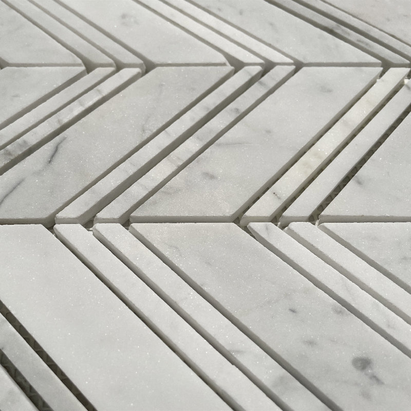 Carreau de mosaïque en marbre à chevrons 12 po x 12 po