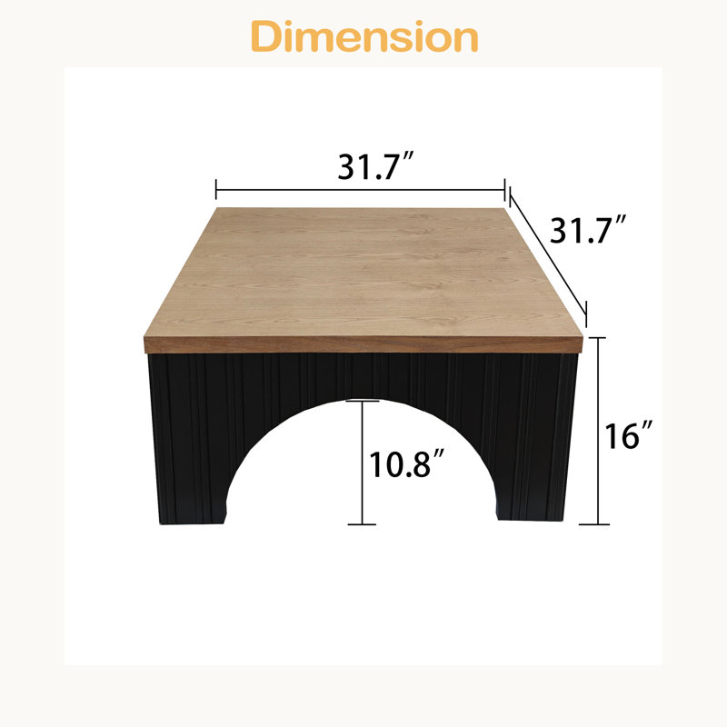 Rustic Square Coffee Table - Modern Farmhouse Style