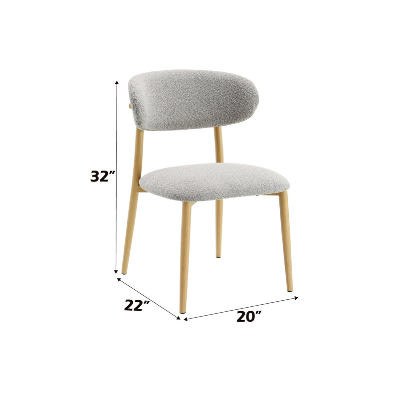 Ensemble de 2 chaises d'appoint Kacey Grey Boucle, chaises de salle à manger ou d'appoint élégantes