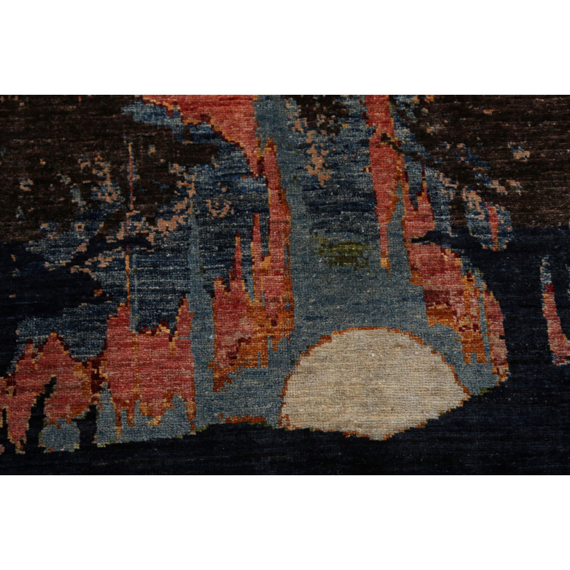 Tapis à teinture végétale abstraite avec imprimé nature 4 x 6
