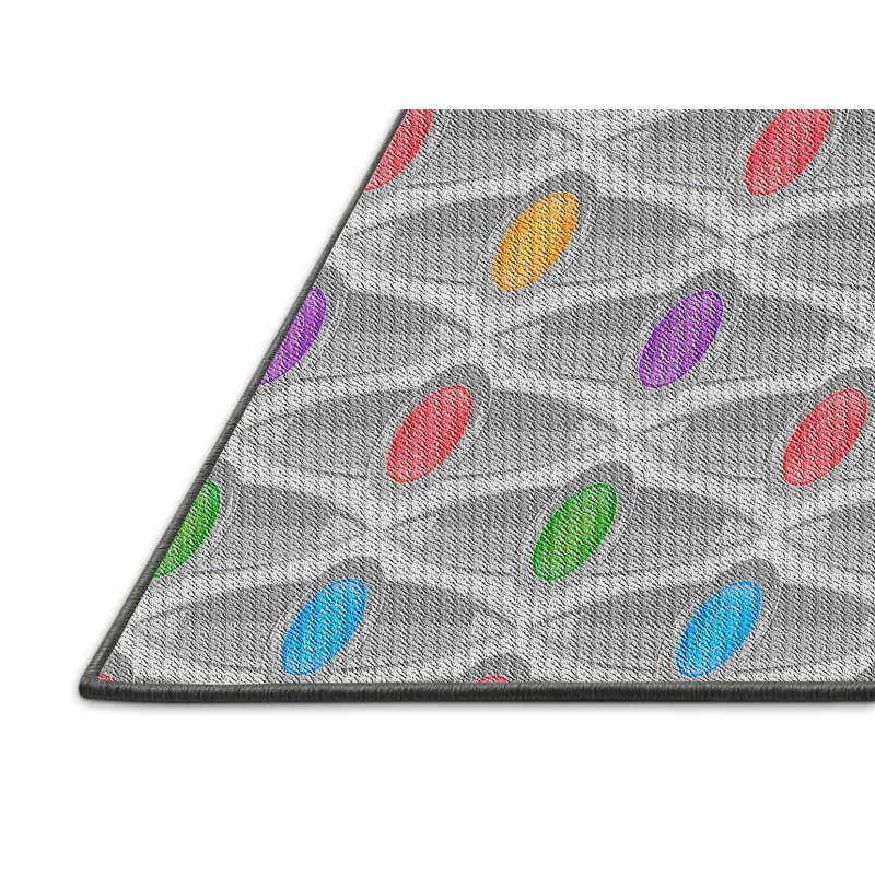 Tapis gris/bleu/rouge à motifs, Rectangle 2 pi x 3 pi