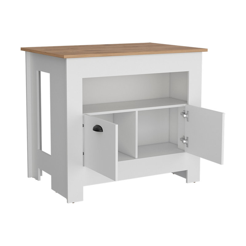 Kitchen Island, White / Macadamia, White