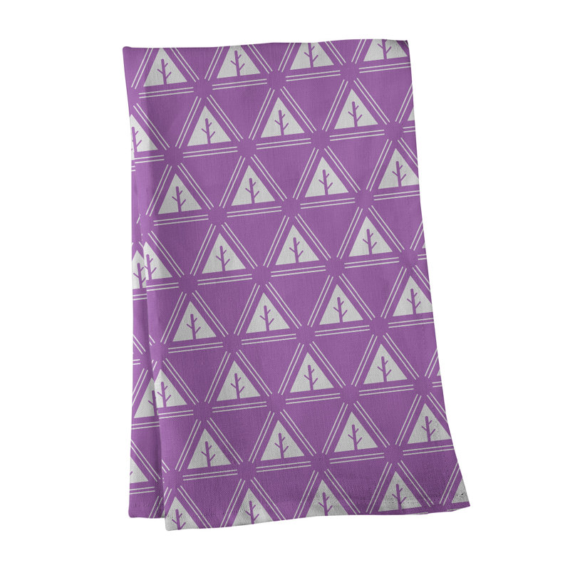 Serviette de thé minimaliste en sapin monochrome Theo Nath, Blanc / mauve / brun, Sergé de coton