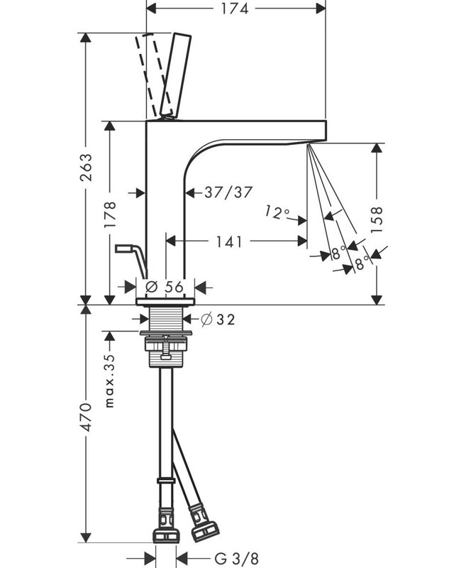 AXOR Citterio Single Hole Standard Bathroom Faucet, Chrome
