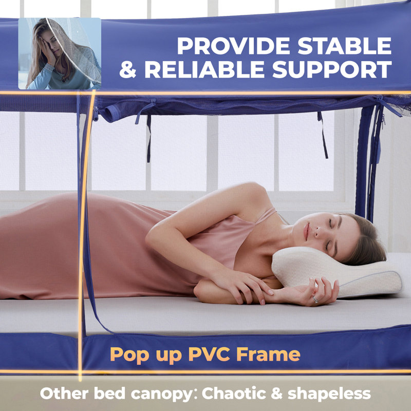 Summer Bed Tent Bed Canopy Sleep Tent Dream Tent with Mosquito Net- Pop Up Privacy Sleeping Tent for Indoor Use, Light Reducing & Breathable Design, Portable Frame with Mesh Windows,Twin-Full
