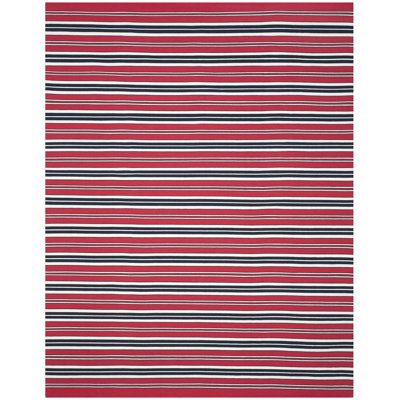 Flatweave Striped Area Rug in Red/Black