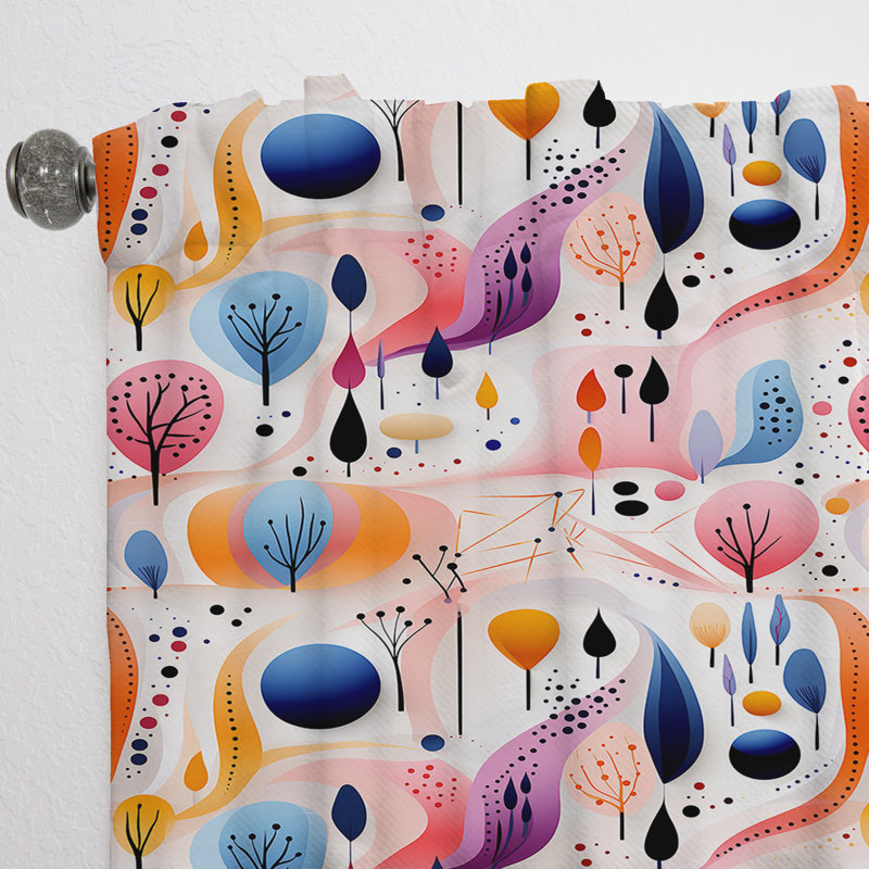 Motif de formes botaniques roses Keyara II - Rideau moderne - Velours obscurcissant - 1 panneau, L 52 po x L 90 po