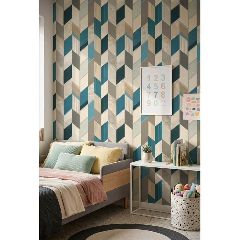 Papier peint moderne abstrait Mid-Century, Peel and Stick