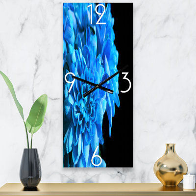 Detail of Blue Flowers on Black I - Traditional Wall Clock