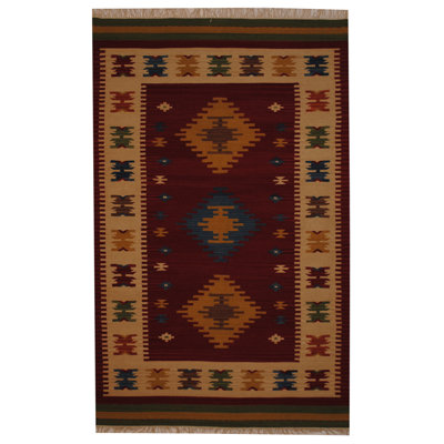 Tapis intérieur rouge / beige / bleu / vert Kilim