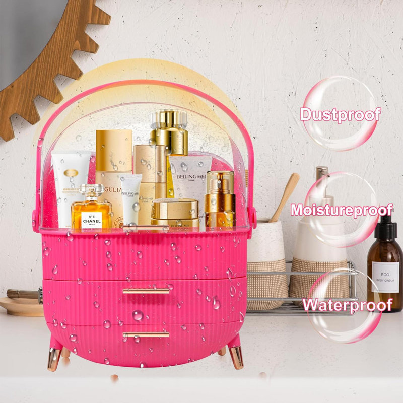 Organisateur de maquillage en plastique Rhuiradh, Rose