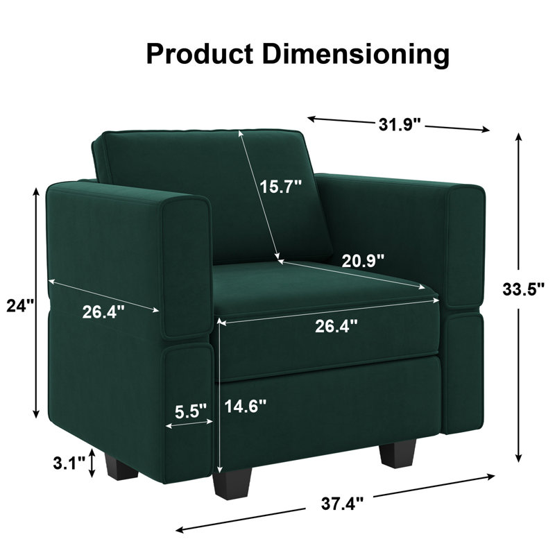 Nakash Velvet Upholstered Single Armchair with Storage, for Apartment bedroom livingroom study room anywhere need