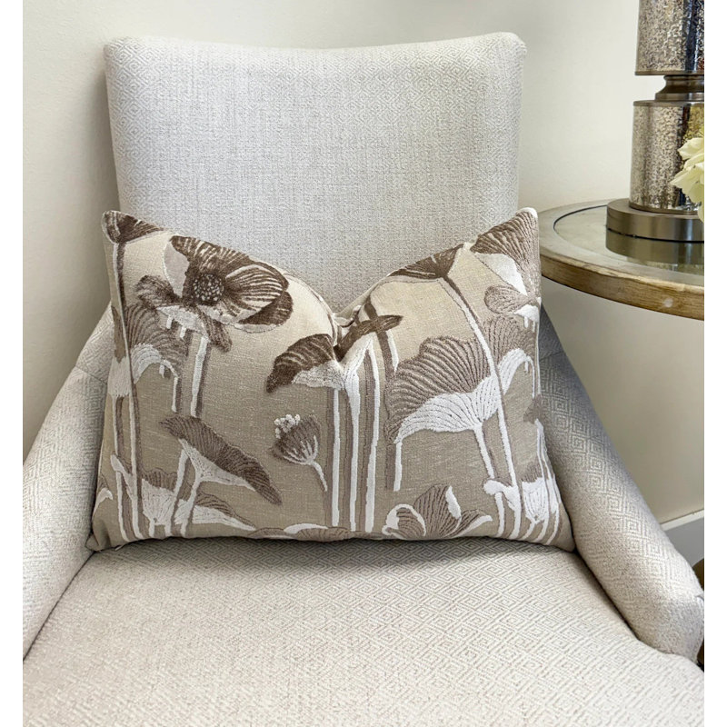Housse de coussin en velours floral, Champignon, 14 x 20 po