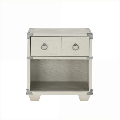 Orchest Gray Industrial-Chic Nightstand with Drawer