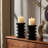 Wood Accordion Candle Holder, Black Finish, Decorative Candle Holder-1680508790