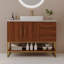 Meuble-lavabo autoportant de 36 pouces avec lavabo vasque en céramique texturée et base en acier inoxydable doré