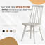 Ensemble de table de salle à manger 7 pièces, table de salle à manger rectangulaire en bois massif et 6 chaises en bois Windsor avec dossier fuselé et siège profilé, finition chêne blanc classique-2127863801-2127863802