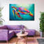 Tortue arc-en-ciel géométrique - impression sur toile tendue-1836984660