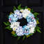 Couronne de printemps 20 po pour porte d'entrée, couronne d'hortensias artificiels bleus et blancs avec marguerite papillon pour décoration murale