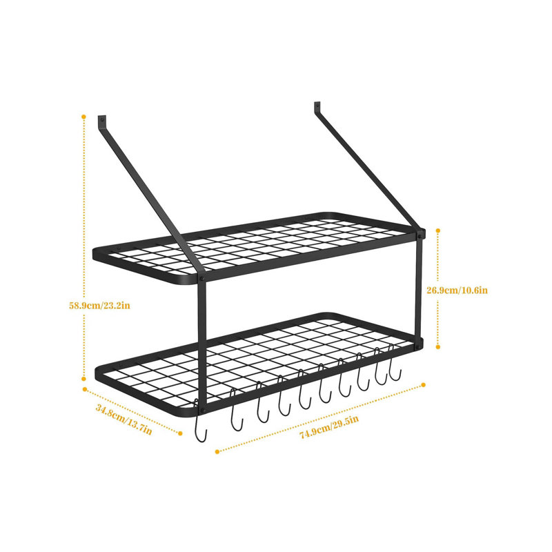 Metal Rectangle Wall Mounted Pot Rack