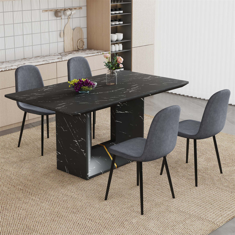 Ensemble de table et chaises de salle à manger idéal pour les réunions de famille et l'utilisation quotidienne dans les cuisines et les salles à manger