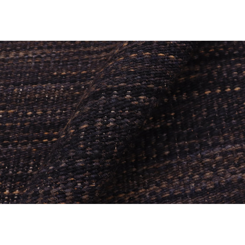 Tapis de couloir noir / brun en laine noué à la main 3 pi 6 po x 7 pi 3 po Florian