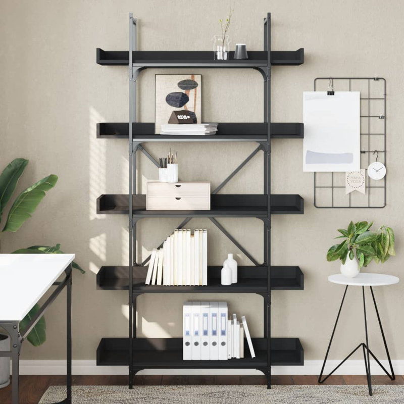 Yasiel Bookcase, Black, (5 Shelves) 71.10" H x 39.40” W x 13”D