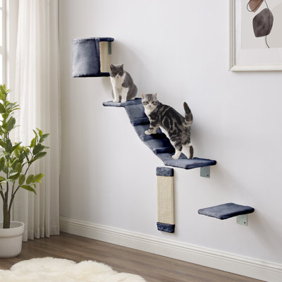 Sam's Pets Addison Wall Climber Cat Tree In Grey-multi Level -scratch Post -soft Material For Comfort -ideal For Cats Of All Life Stages