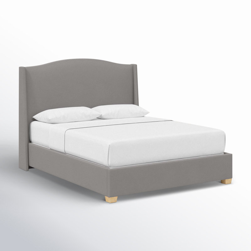 Allis Upholstered Wingback Bed, Full, Classic Otter Performance Velvet
