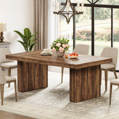 63-Inches Wood Dining Table for 6, Farmhouse Kitchen Table for Dining Room