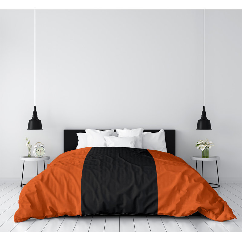 Baltimore Baseball Single Reversible Comforter, Queen Comforter, Orange/Black/Orange